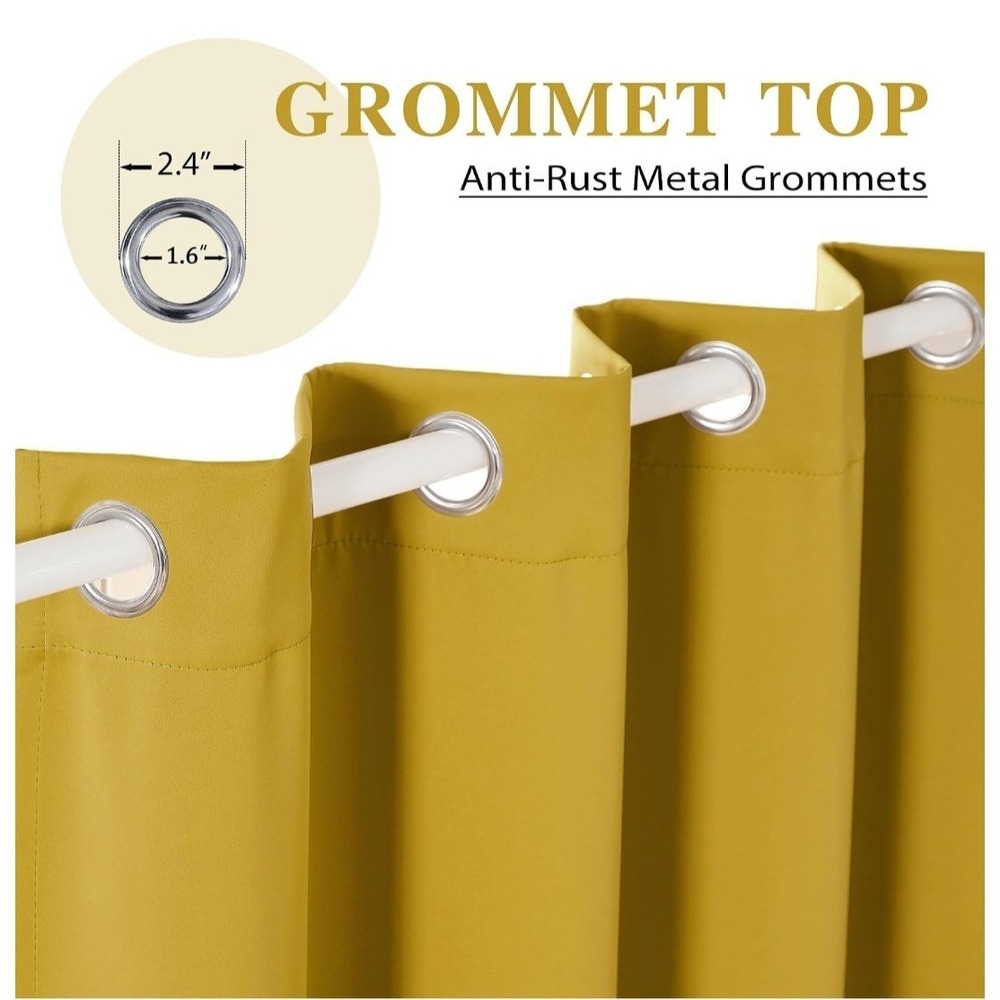 LCOOMZEN Blackout Curtains 2 Panels 52x102 Golden Palm Thermal Grommet Top - NEW - Picture 3 of 4